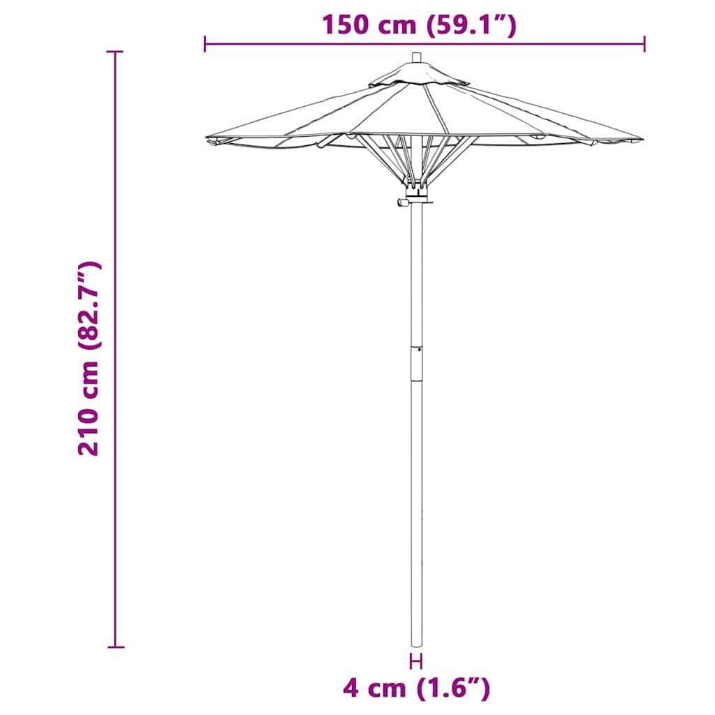 vidaXL Garten-Sonnenschirm Cremeweiß Ø 270 x 260 cm Bambus