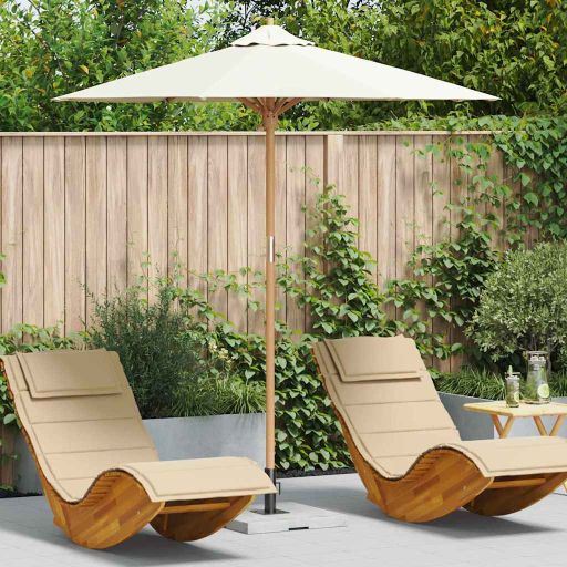 vidaXL Garten-Sonnenschirm Cremeweiß Ø 270 x 260 cm Bambus