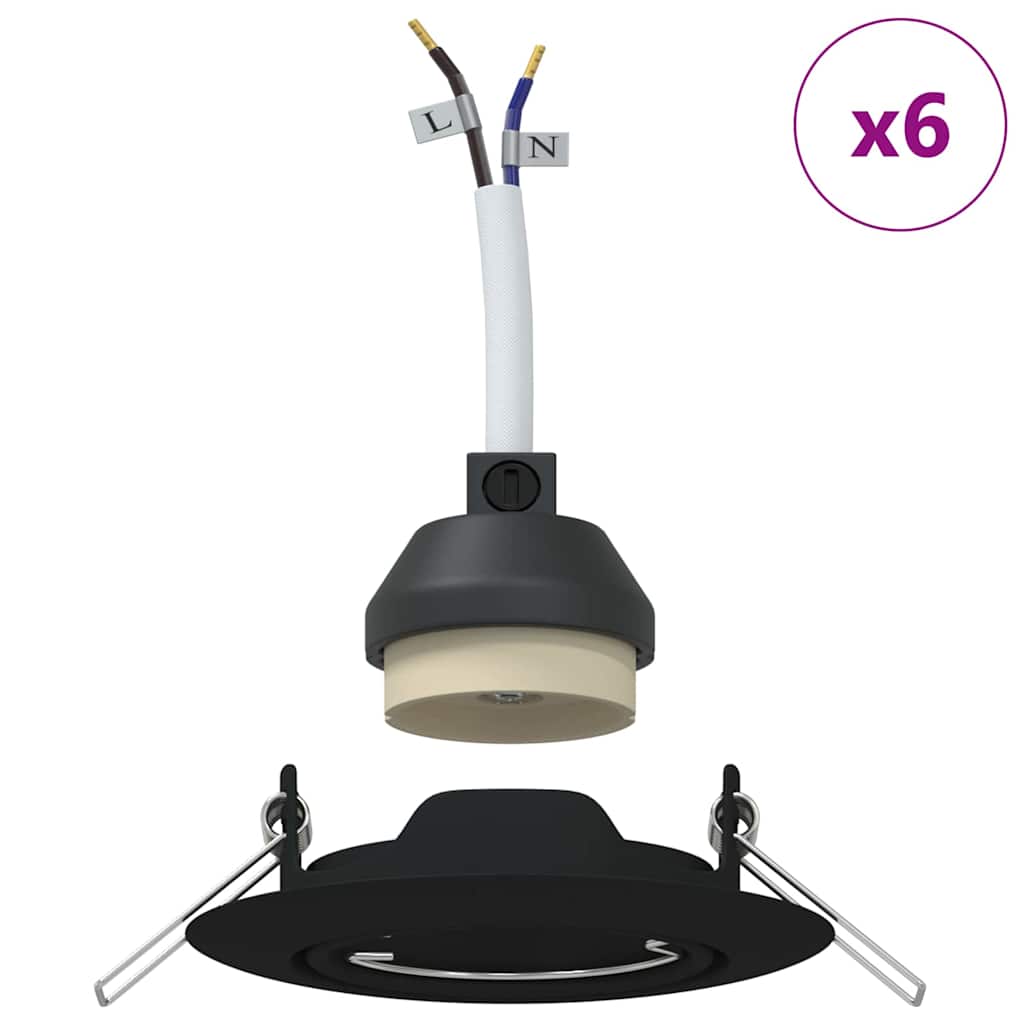 vidaXL Spotlight 6 pcs Schwarz 9 x 9 x 2,5 cm Metall
