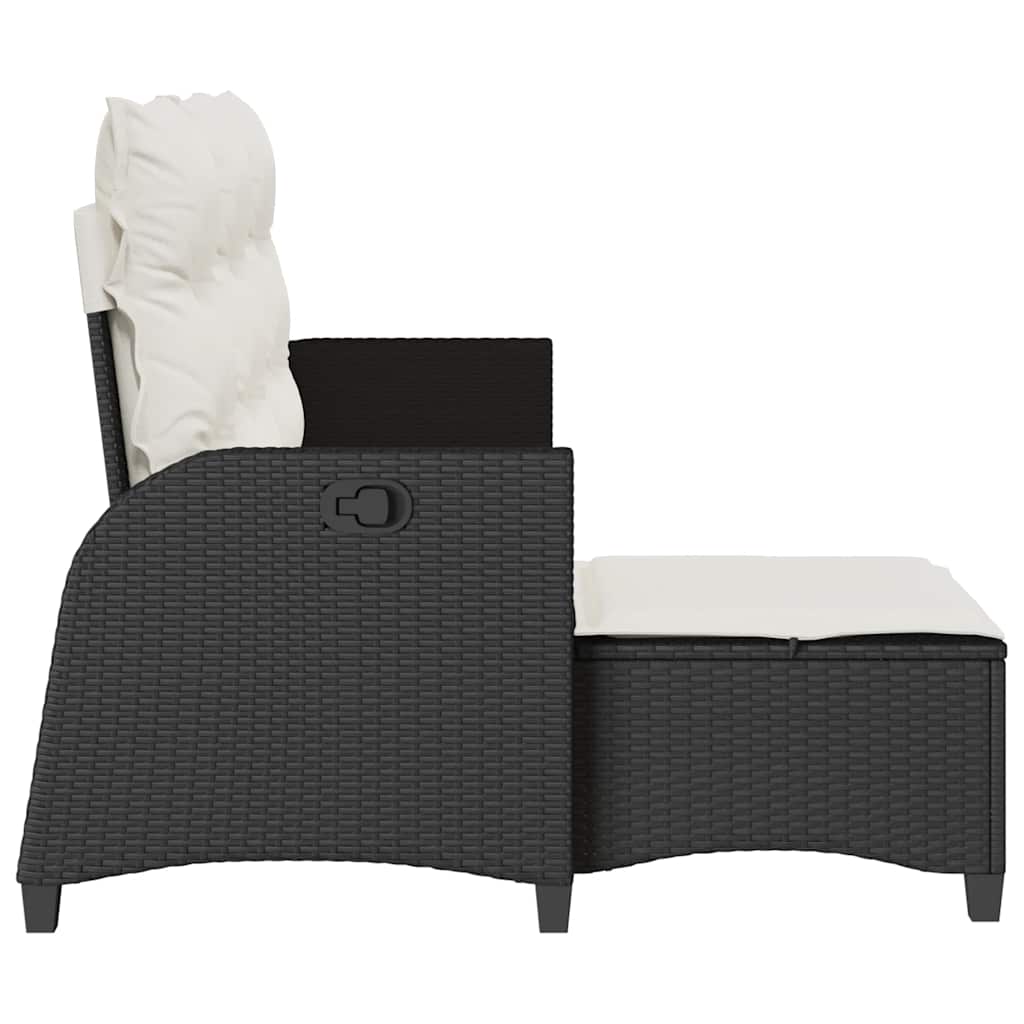 vidaXL Gartensofa mit Liegefunktion Kissen L-Form Schwarz Poly Rattan