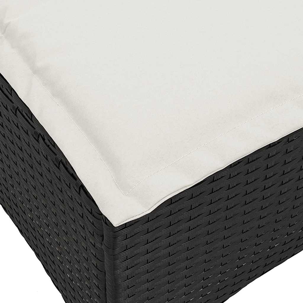 vidaXL Gartenhocker mit Kissen 2 Stk. Schwarz 55x55x36 cm Poly Rattan