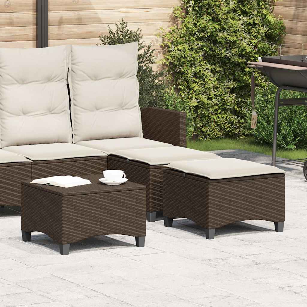 vidaXL Gartenhocker mit Kissen 2 Stk. Schwarz 55x55x36 cm Poly Rattan