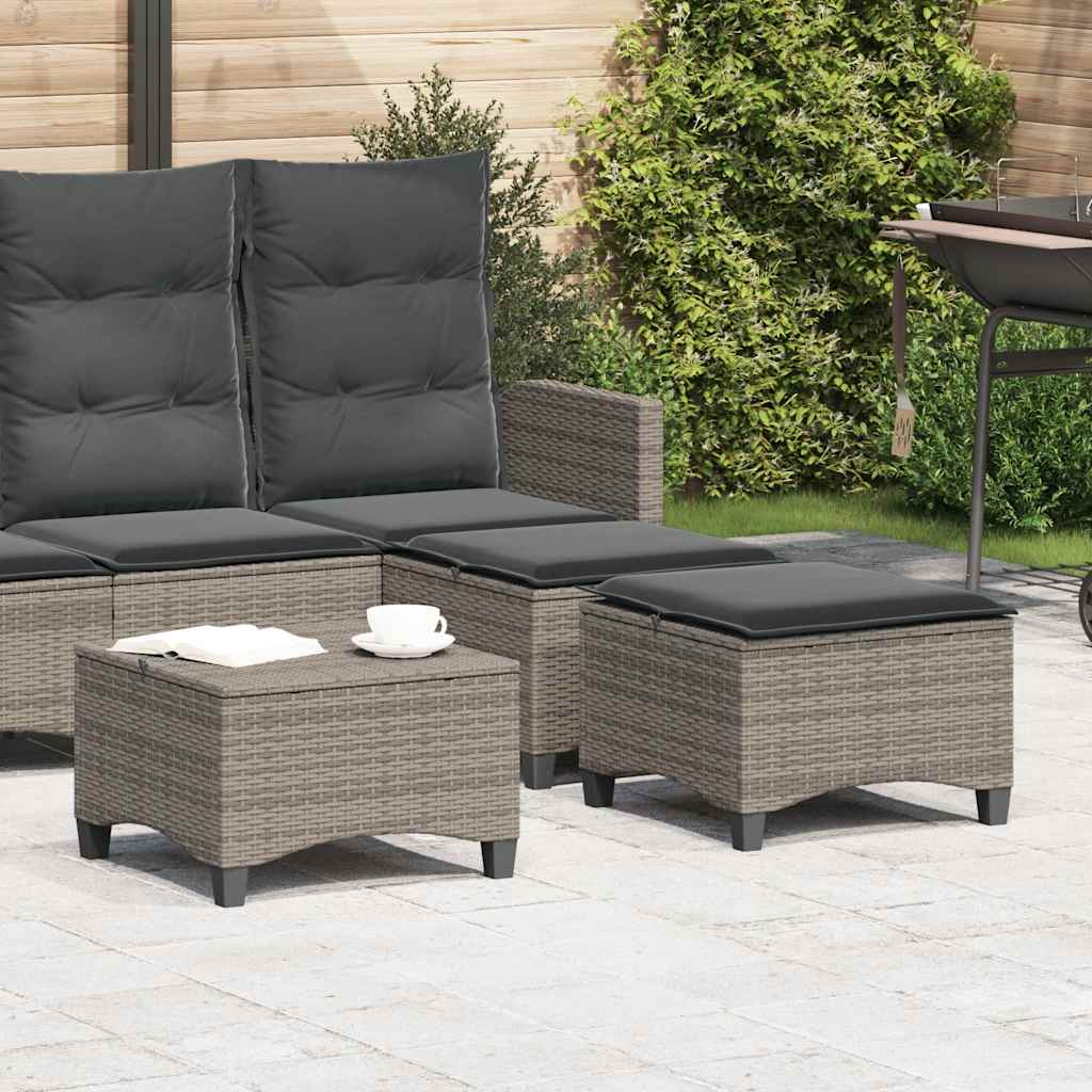 vidaXL Gartenhocker mit Kissen 2 Stk. Schwarz 55x55x36 cm Poly Rattan