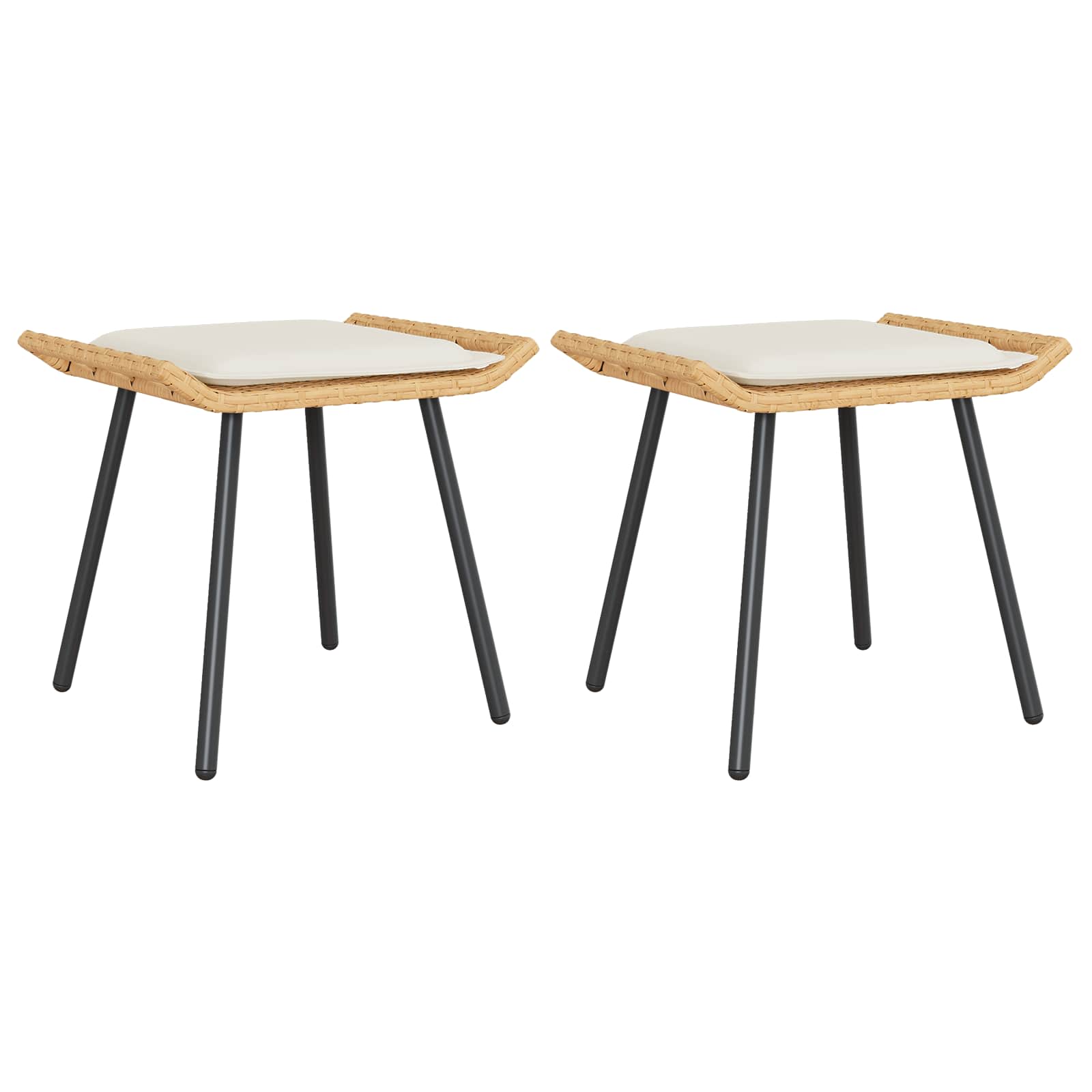 vidaXL Gartenhocker mit Kissen 2 pcs Braun 50 x 40 x 45cm Polyester