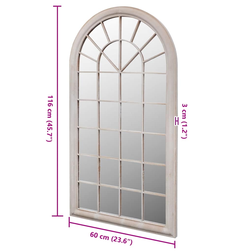 Rustikaler Gartenspiegel Bogen 60×116 cm für Indoor und Outdoor