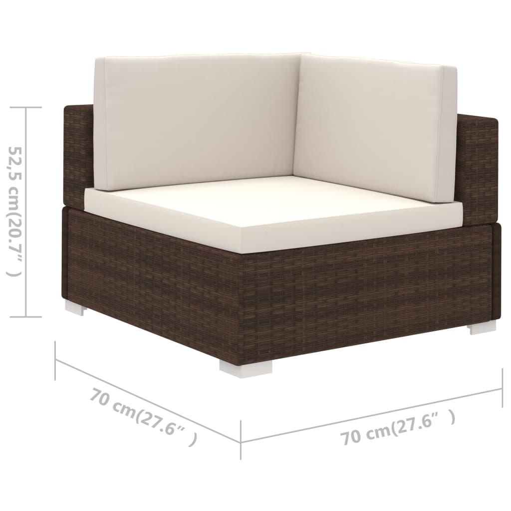 vidaXL 6-tlg. Garten-Lounge-Set mit Auflagen Poly Rattan Braun