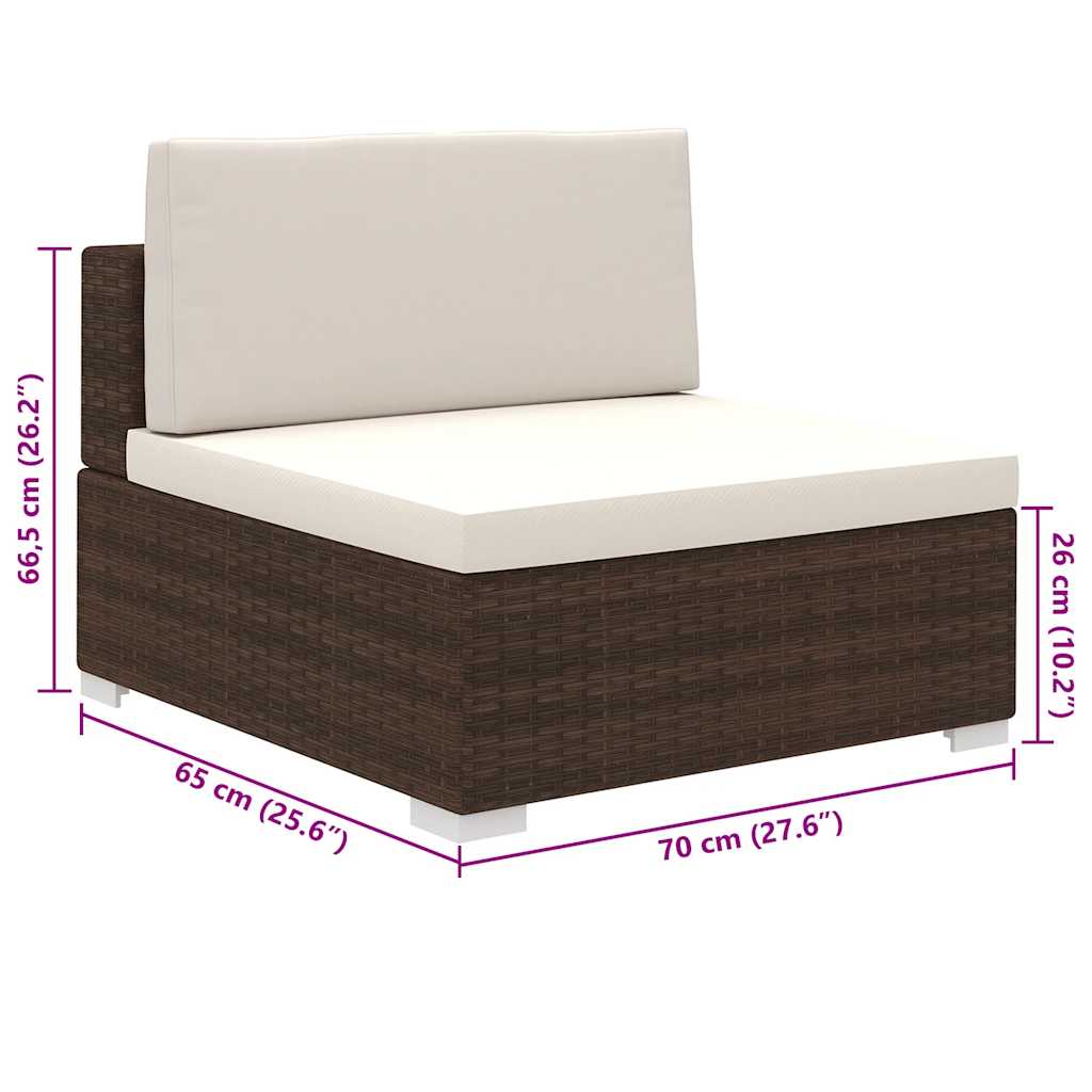 vidaXL 8-tlg. Garten-Lounge-Set mit Auflagen Poly Rattan Braun