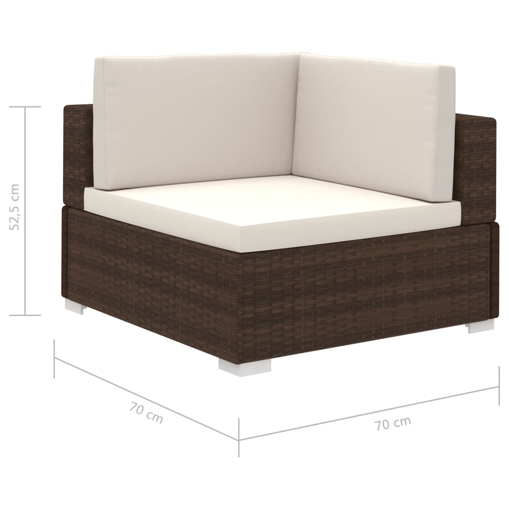 vidaXL 12-tlg. Garten-Lounge-Set mit Auflagen Poly Rattan Braun