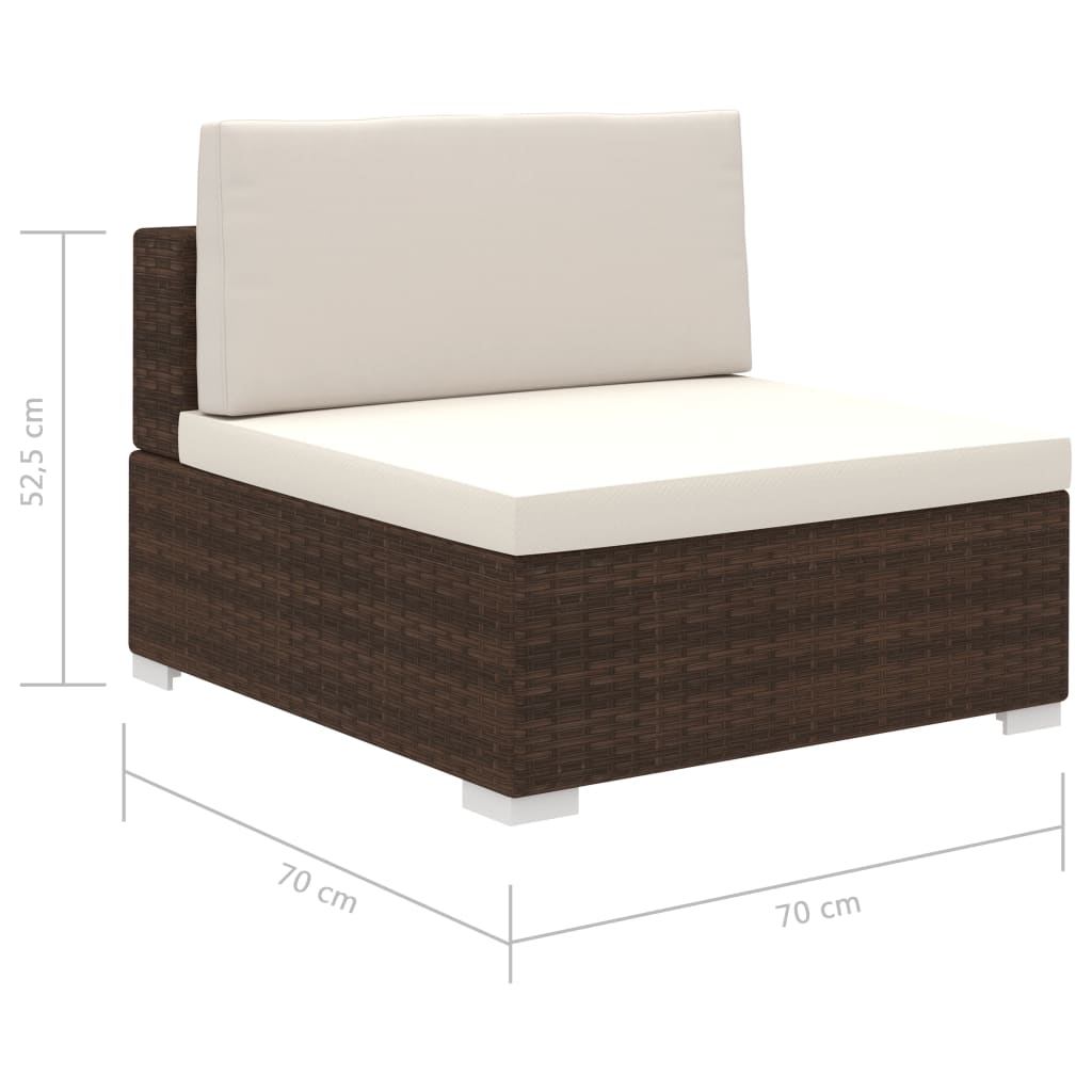 vidaXL 12-tlg. Garten-Lounge-Set mit Auflagen Poly Rattan Braun
