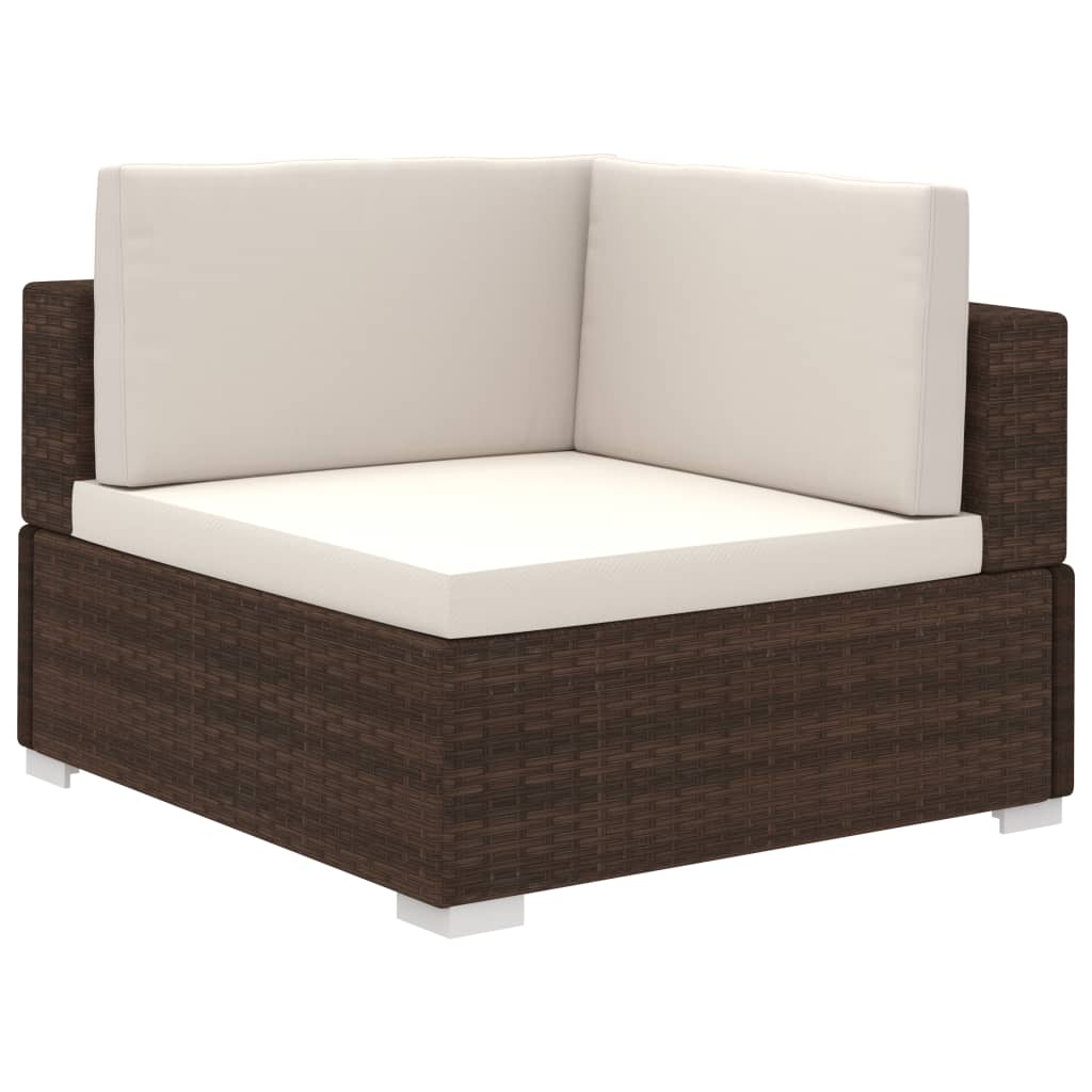 vidaXL 6-tlg. Garten-Lounge-Set mit Auflagen Poly Rattan Braun