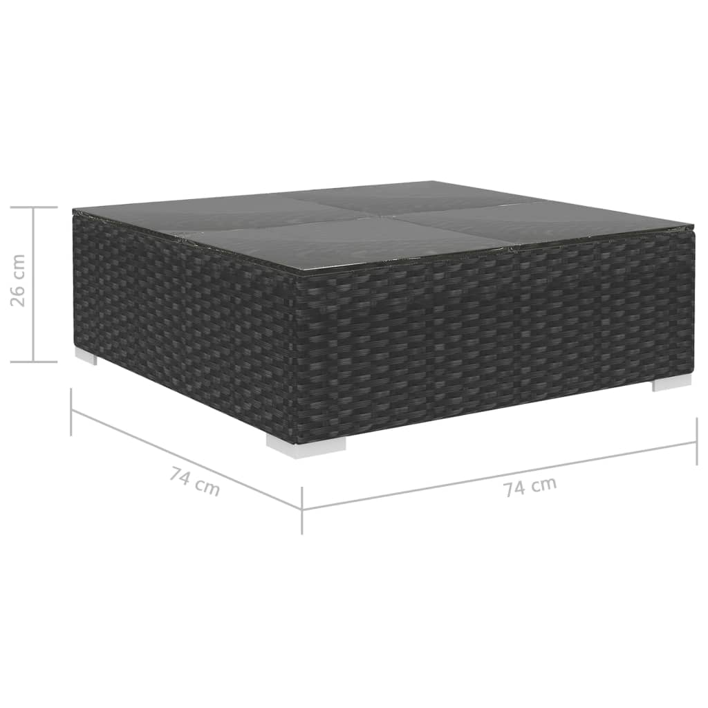 vidaXL 8-tlg. Garten-Lounge-Set mit Auflagen Poly Rattan Schwarz