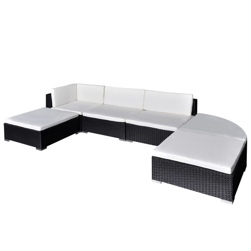 vidaXL 6-tlg. Garten-Lounge-Set mit Auflagen Poly Rattan Braun