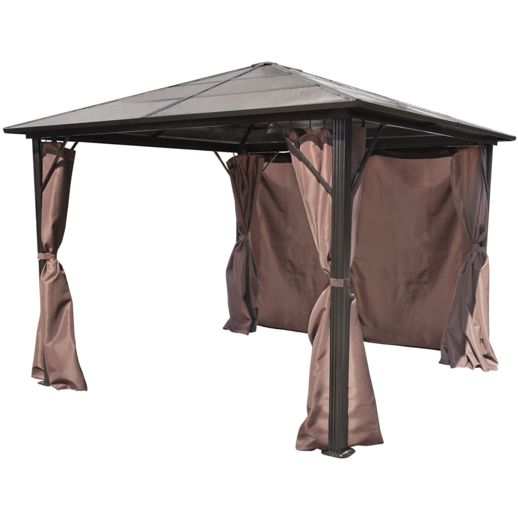 vidaXL Pavillon mit Vorhängen Braun Aluminium 300 x 300 cm