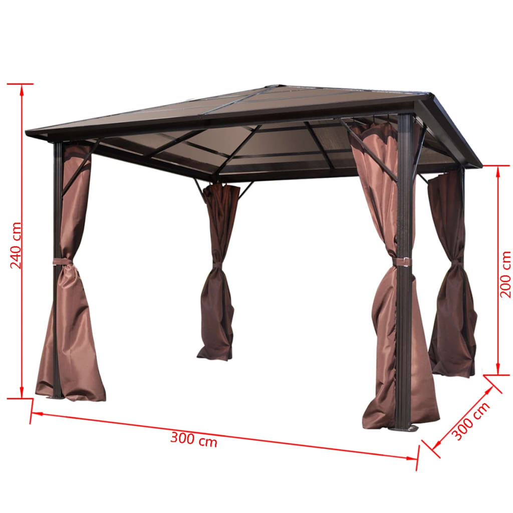 vidaXL Pavillon mit Vorhängen Braun Aluminium 300 x 300 cm