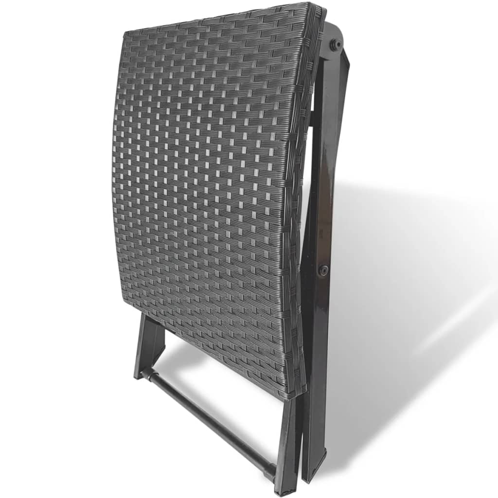vidaXL Klapphocker Poly Rattan Schwarz