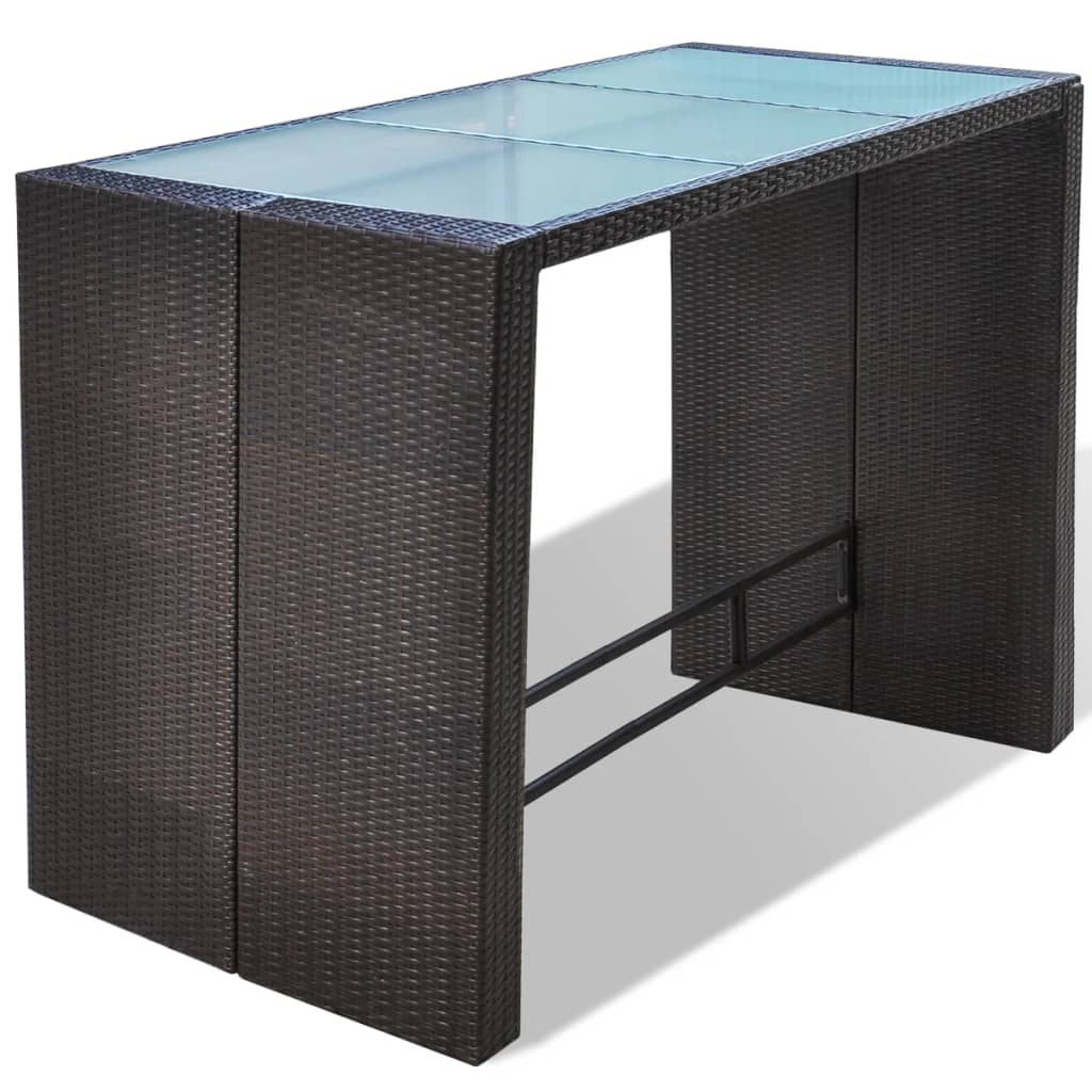 vidaXL 7-tlg. Gartenbar-Set mit Auflagen Poly Rattan Braun