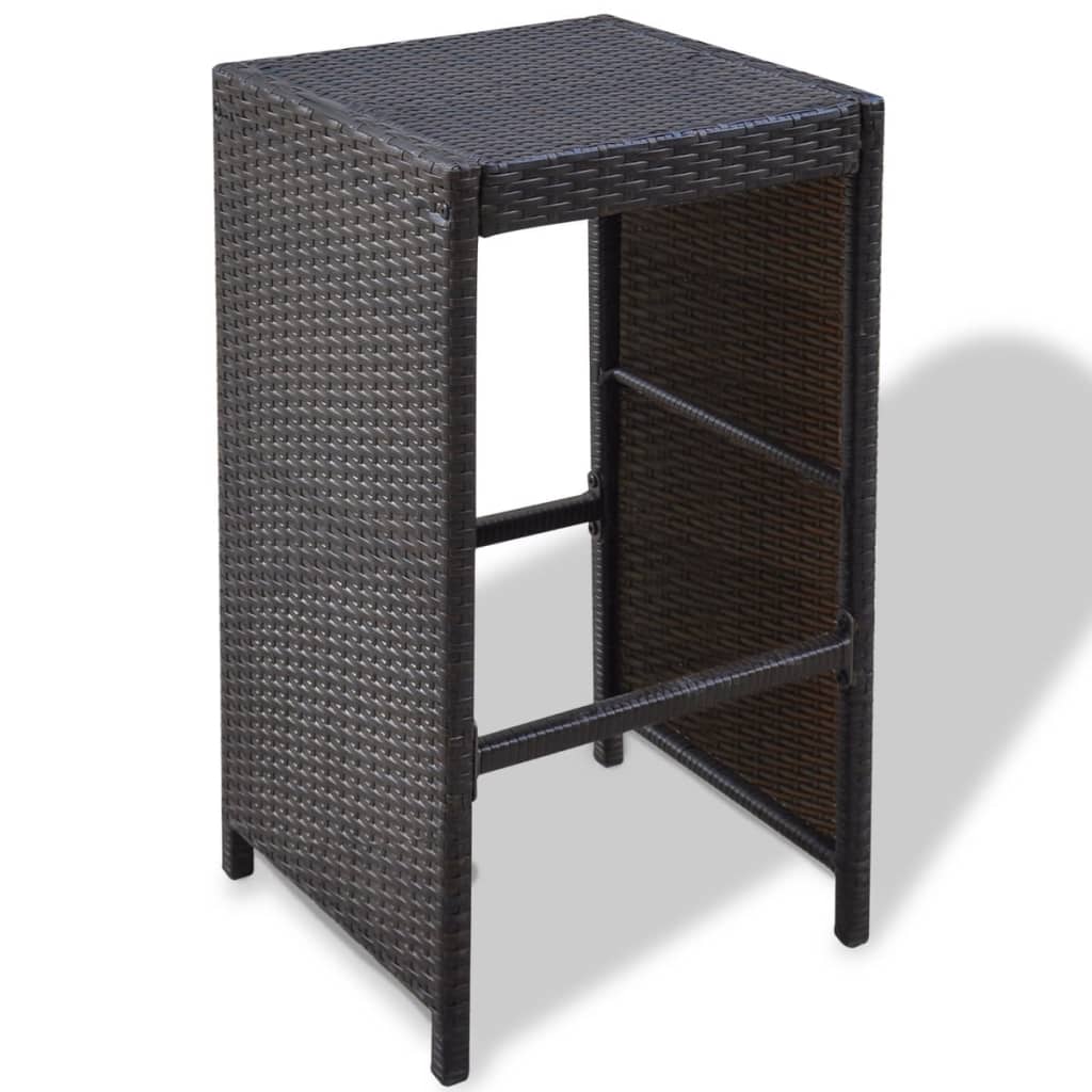vidaXL 7-tlg. Gartenbar-Set mit Auflagen Poly Rattan Braun