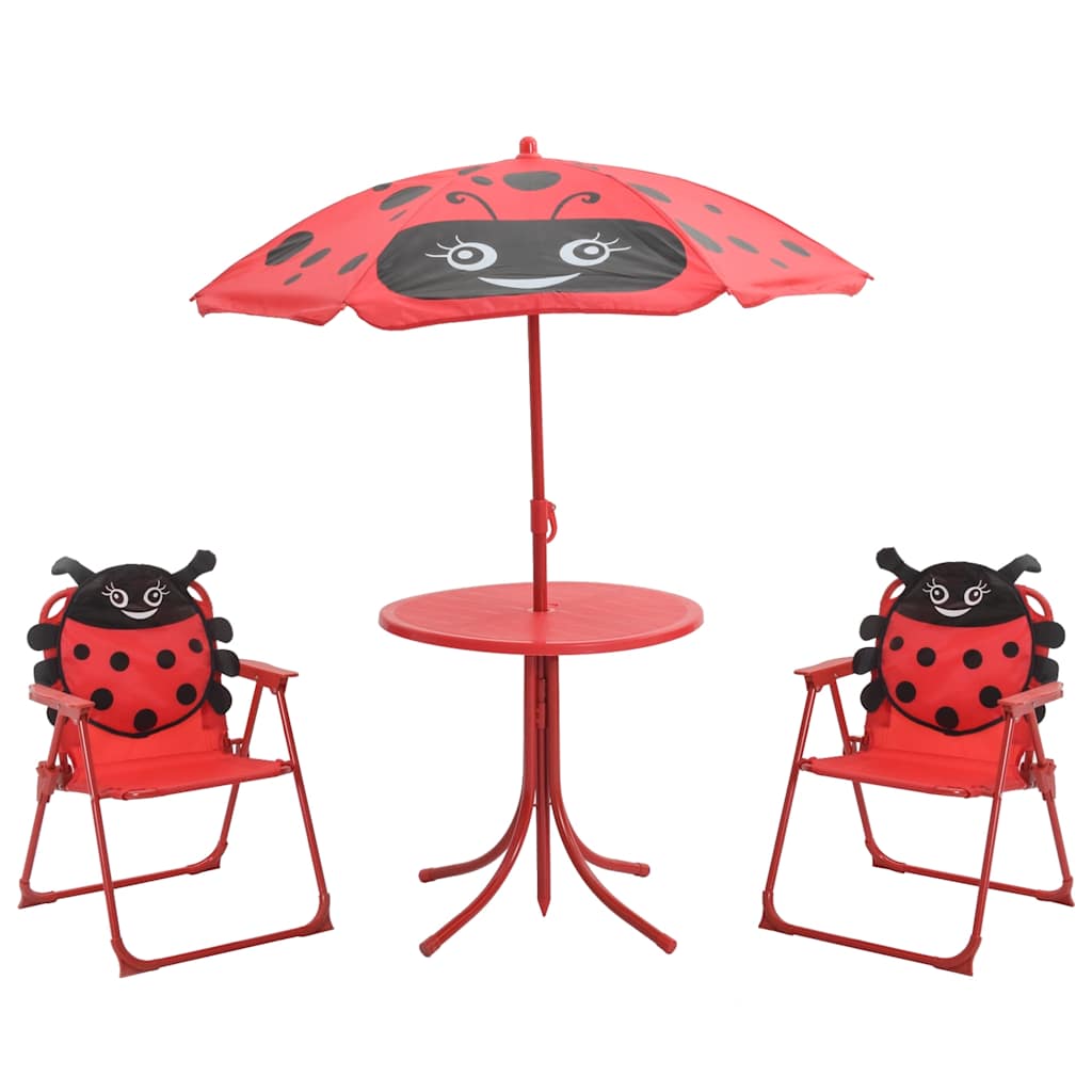 vidaXL 3-tlg. Garten-Bistro-Set für Kinder mit Sonnenschirm Rot
