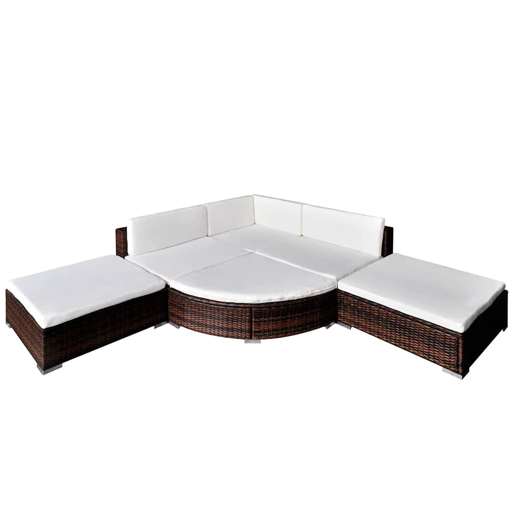 vidaXL 6-tlg. Garten-Lounge-Set mit Kissen Poly Rattan Braun