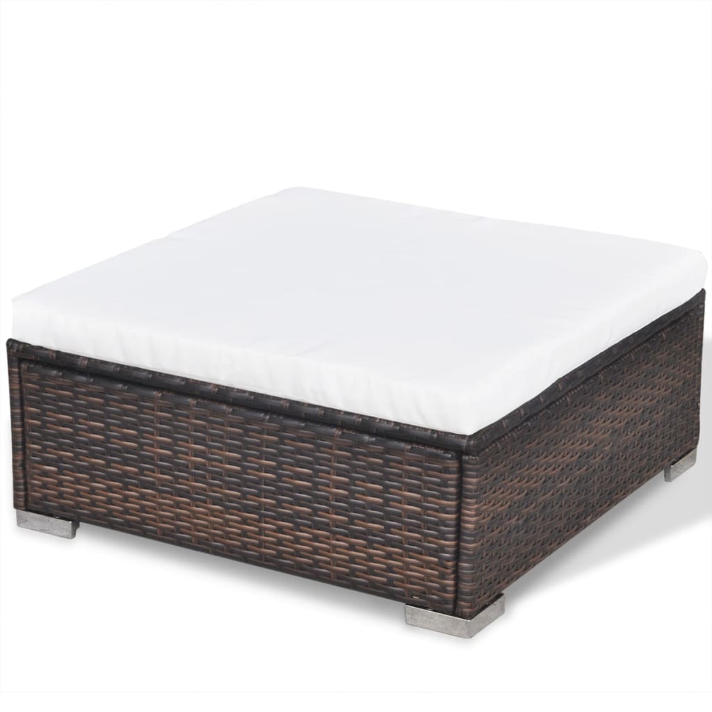 vidaXL 5-tlg. Garten-Lounge-Set mit Auflagen Poly Rattan Braun