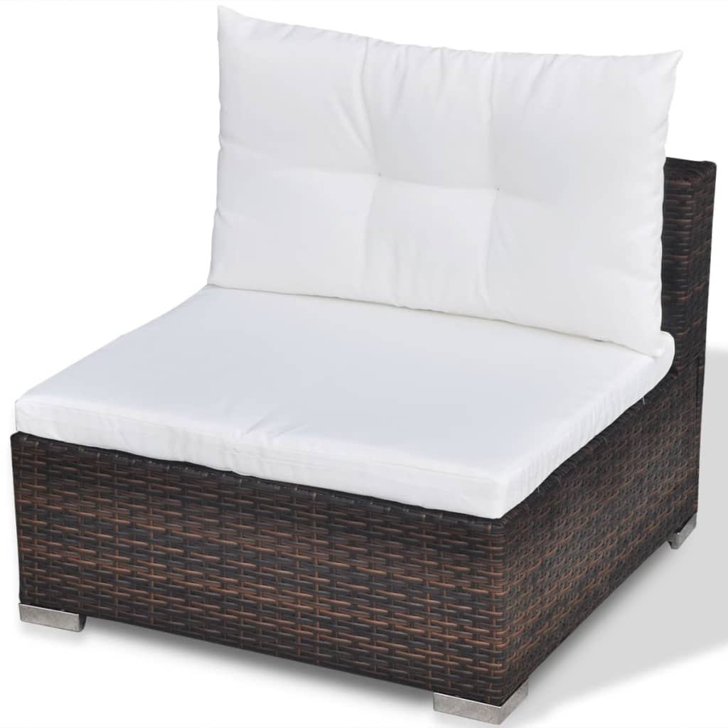 vidaXL 6-tlg. Garten-Lounge-Set mit Auflagen Poly Rattan Braun
