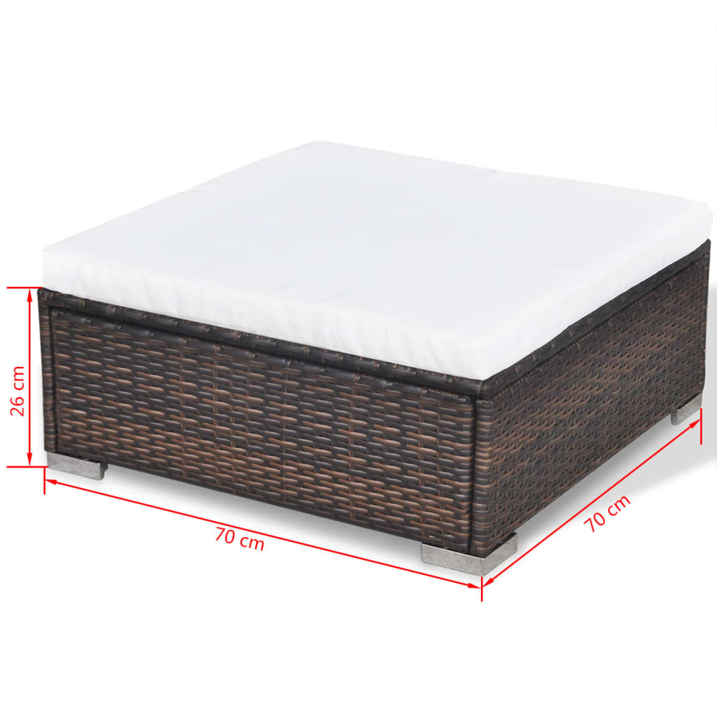 vidaXL 10-tlg. Garten-Lounge-Set mit Auflagen Poly Rattan Braun