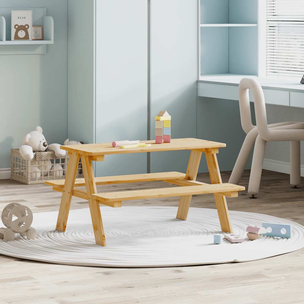 vidaXL Kindertisch mit Bänken IRUN 90x79,5x50 cm Massivholz