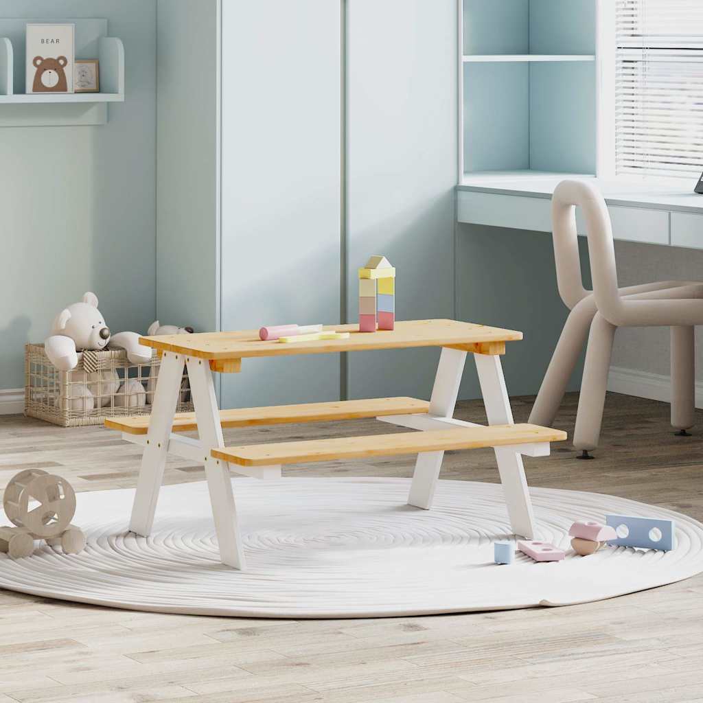 vidaXL Kindertisch mit Bänken IRUN 90x79,5x50 cm Massivholz