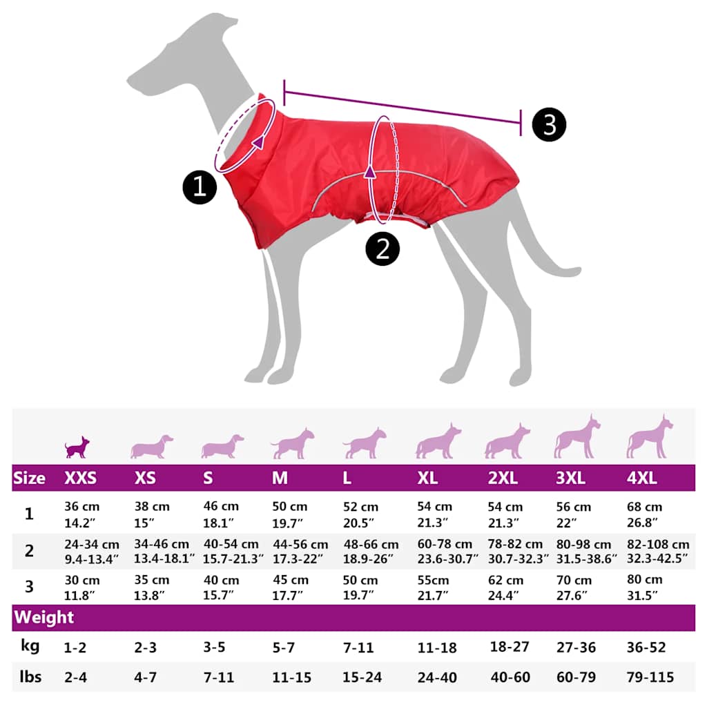 vidaXL Hunde Regenmantel mit Reflexstreifen Polyester Rot XXS