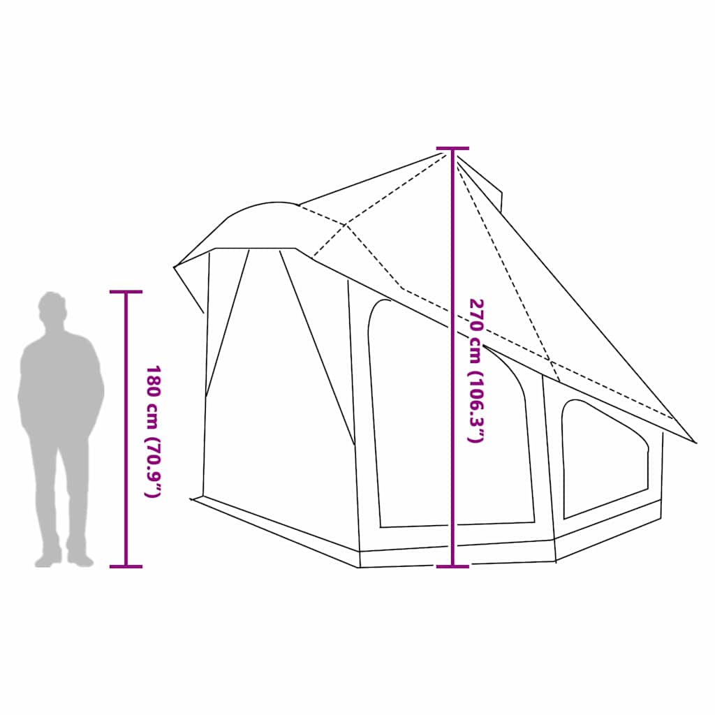 Familien-Tipi-Zelt mit Dach Grün 404 x 370 x 270 cm