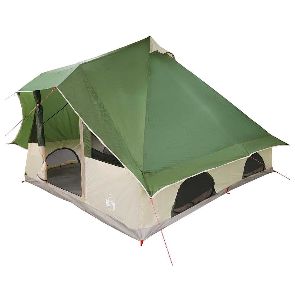 vidaXL Tipi Zelt mit Dach mit Speicher Grün 358 x 296 x 258 cm Taft