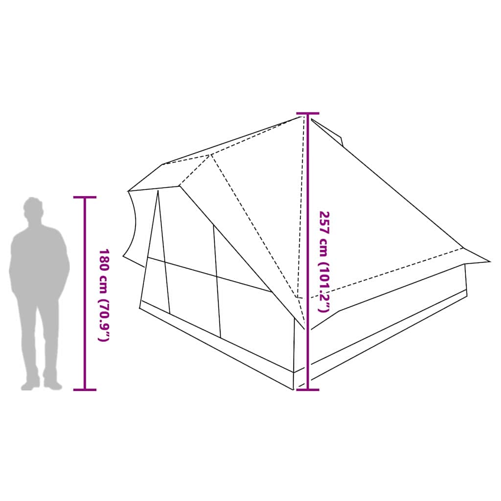 Tipi Zelt mit Dach mit Speicher Grün 364 x 281 x 257 cm Taft