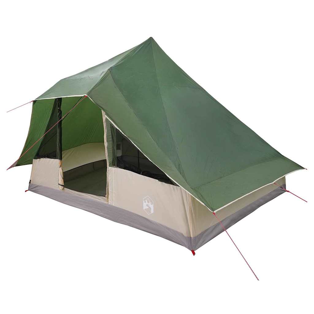 vidaXL Tipi Zelt mit Dach mit Speicher Grün 364 x 281 x 257 cm Taft