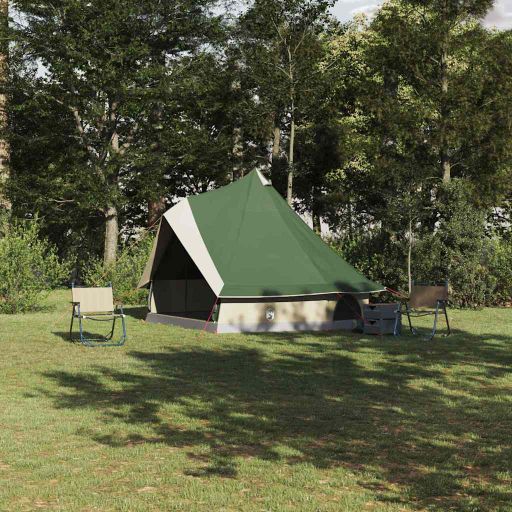Familien-Tipi-Zelt mit Dach Grün und Beige 400 x 346 x 250 cm