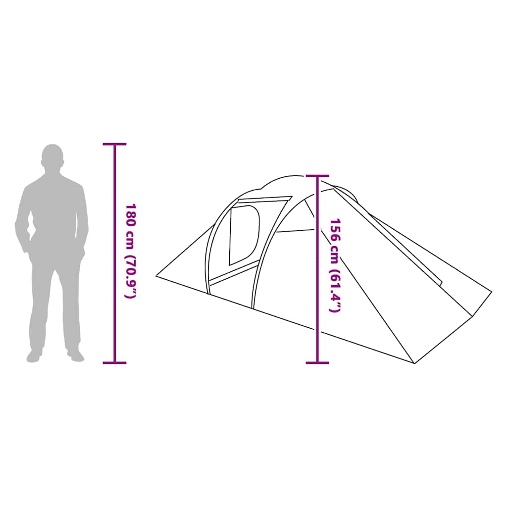 vidaXL Tunnelzelt mit Dach mit Speicher Grün 510 x 240 x 156 cm Taft