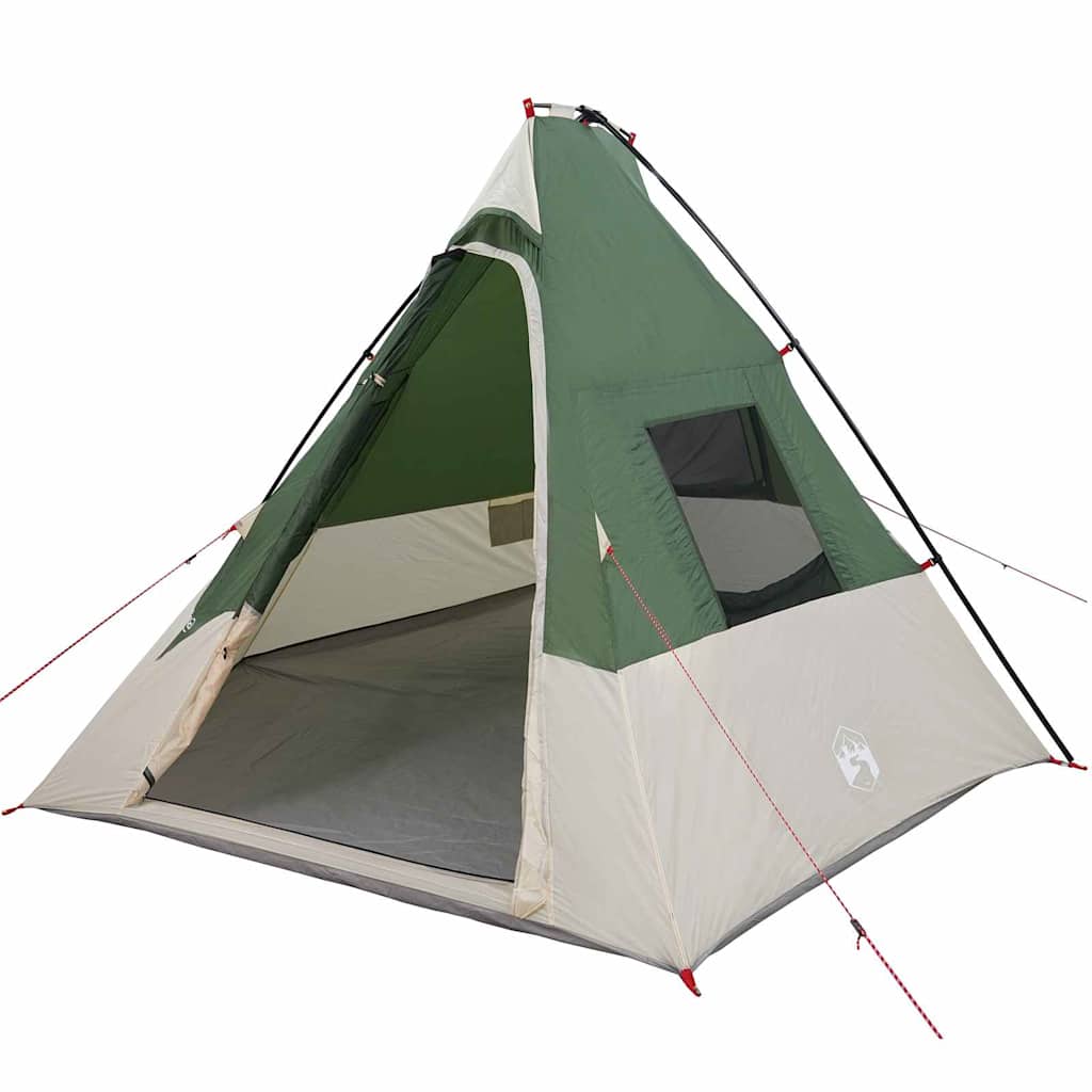 vidaXL Tipi Zelt mit Dach mit Speicher Grün 383 x 338 x 217 cm Taft