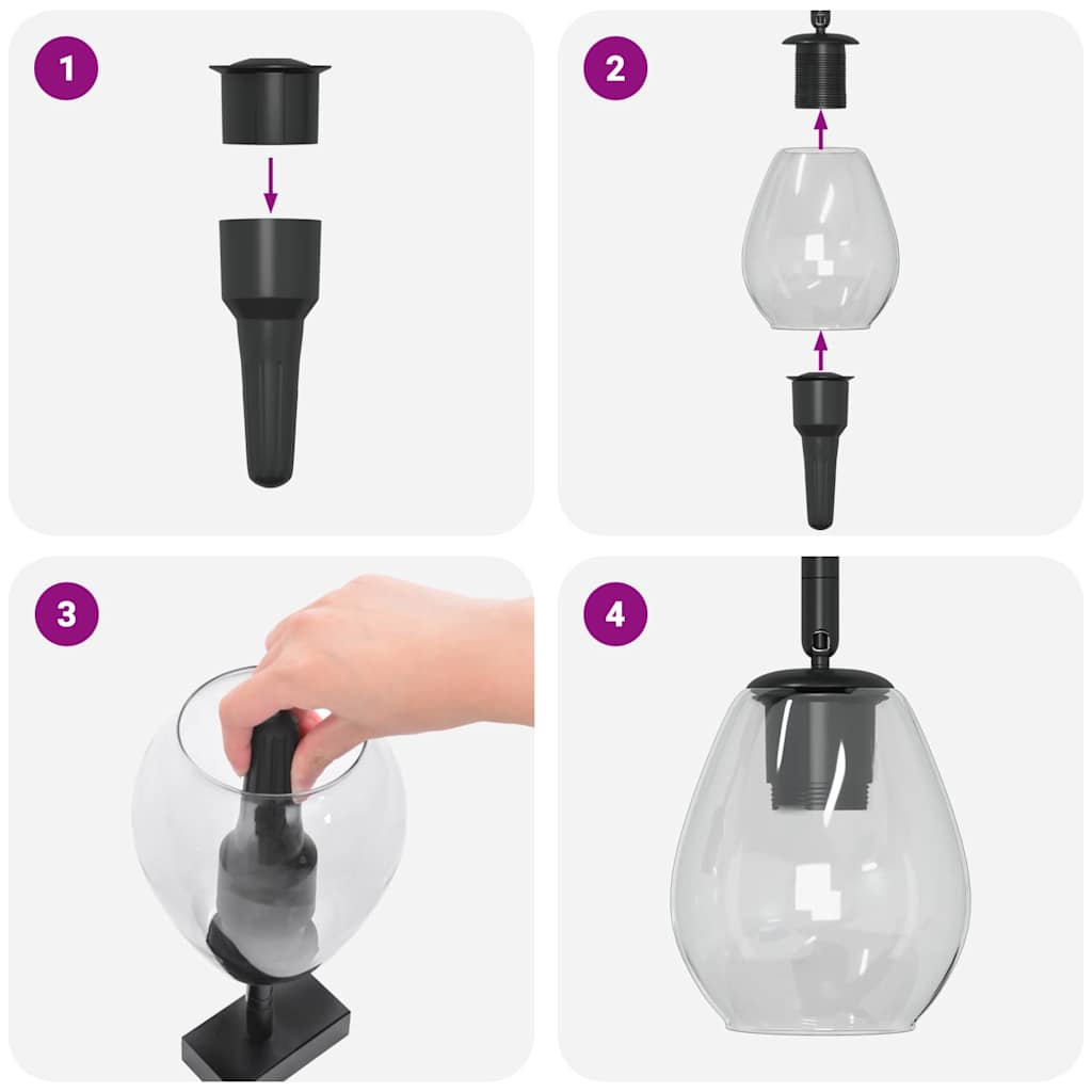 vidaXL Deckenstrahler Schwarz 13 x 13 x 26 cm Glas und Metall