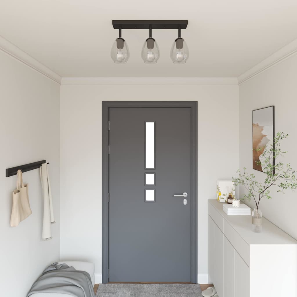 vidaXL Deckenstrahler Schwarz 13 x 13 x 26 cm Glas und Metall