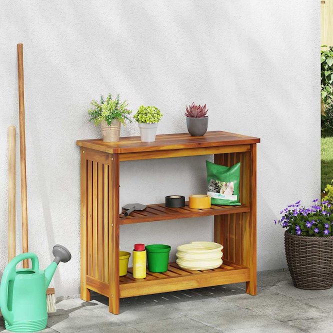 vidaXL Garten-Schrank mit Regal Natur 75 x 35 x 70cm Massivholz Akazie