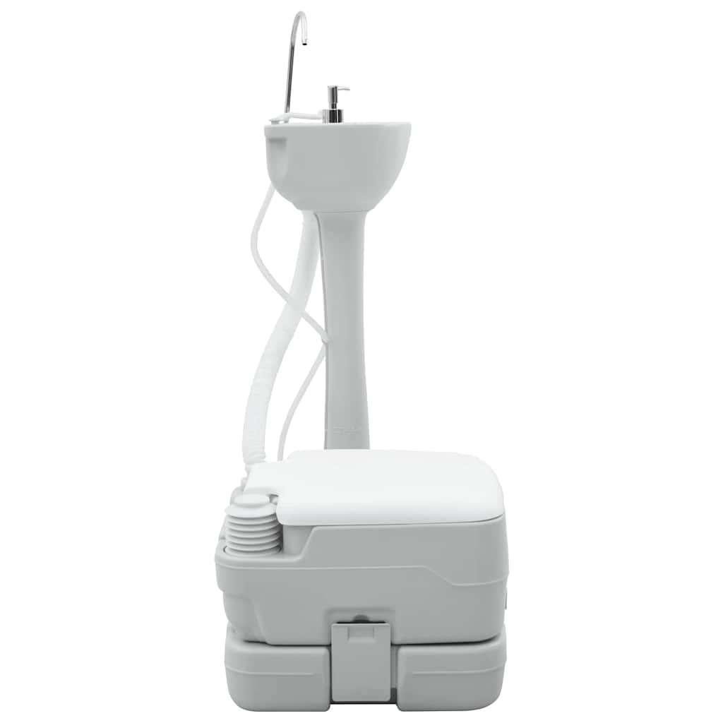 vidaXL Camping Toiletten-Set 2 pcs Grau und Weiß