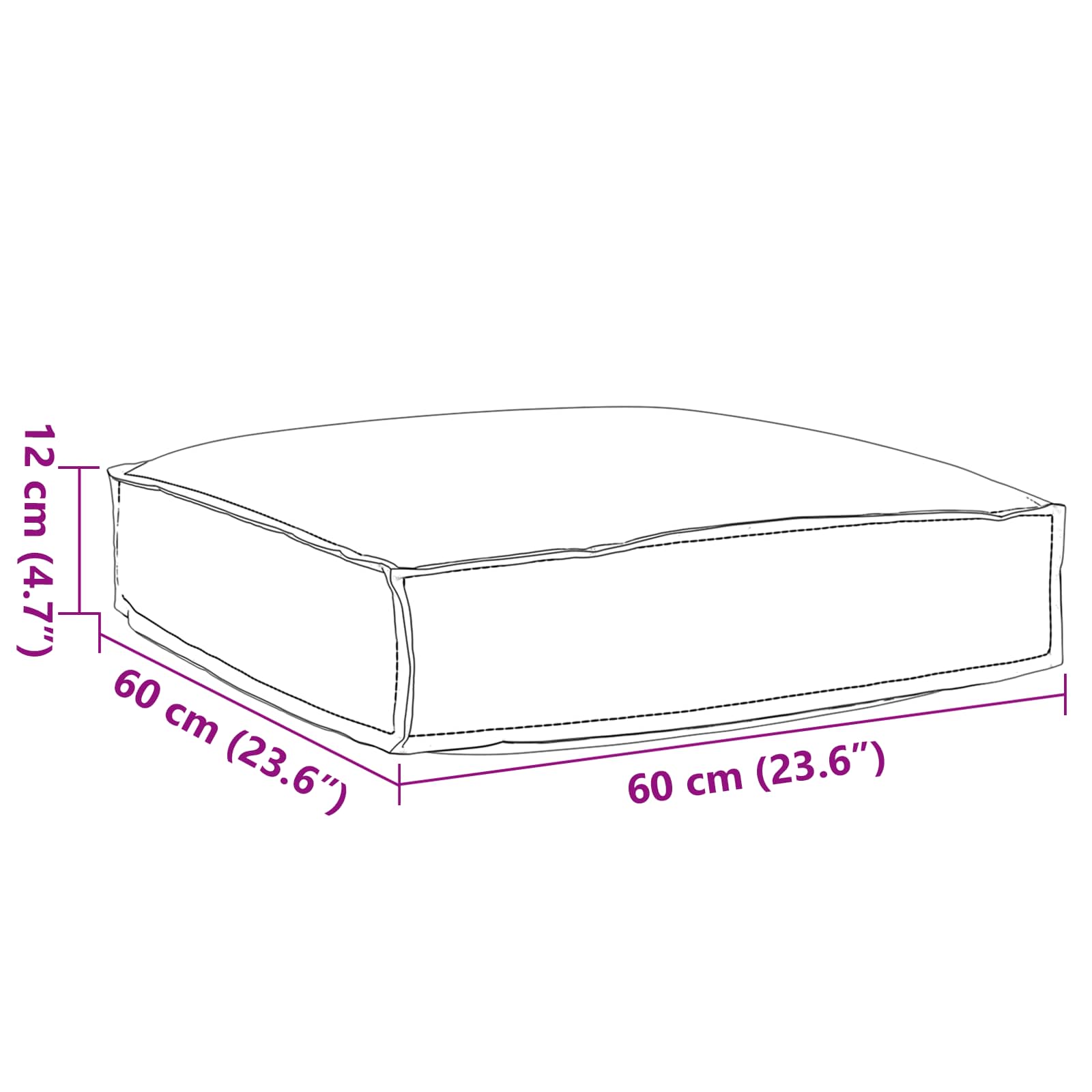 vidaXL Kissen Anthrazit 60 x 60 x 12 cm Oxford-Stoff