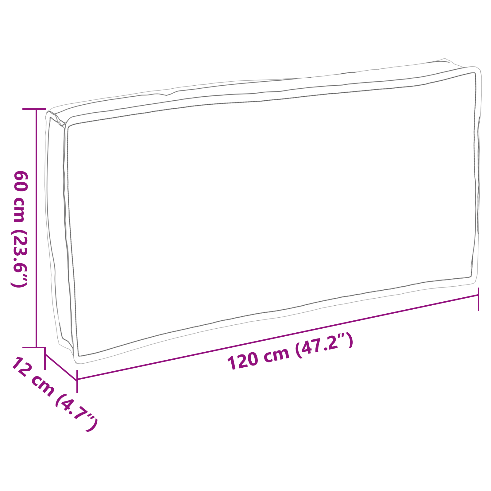 vidaXL Kissen Anthrazit 120 x 60 x 12 cm Oxford-Stoff