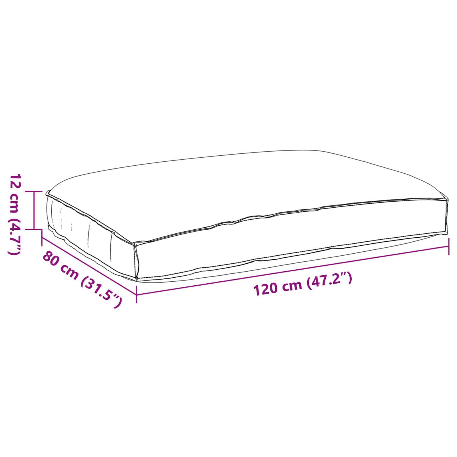 vidaXL Kissen Anthrazit 120 x 80 x 12 cm Oxford-Stoff