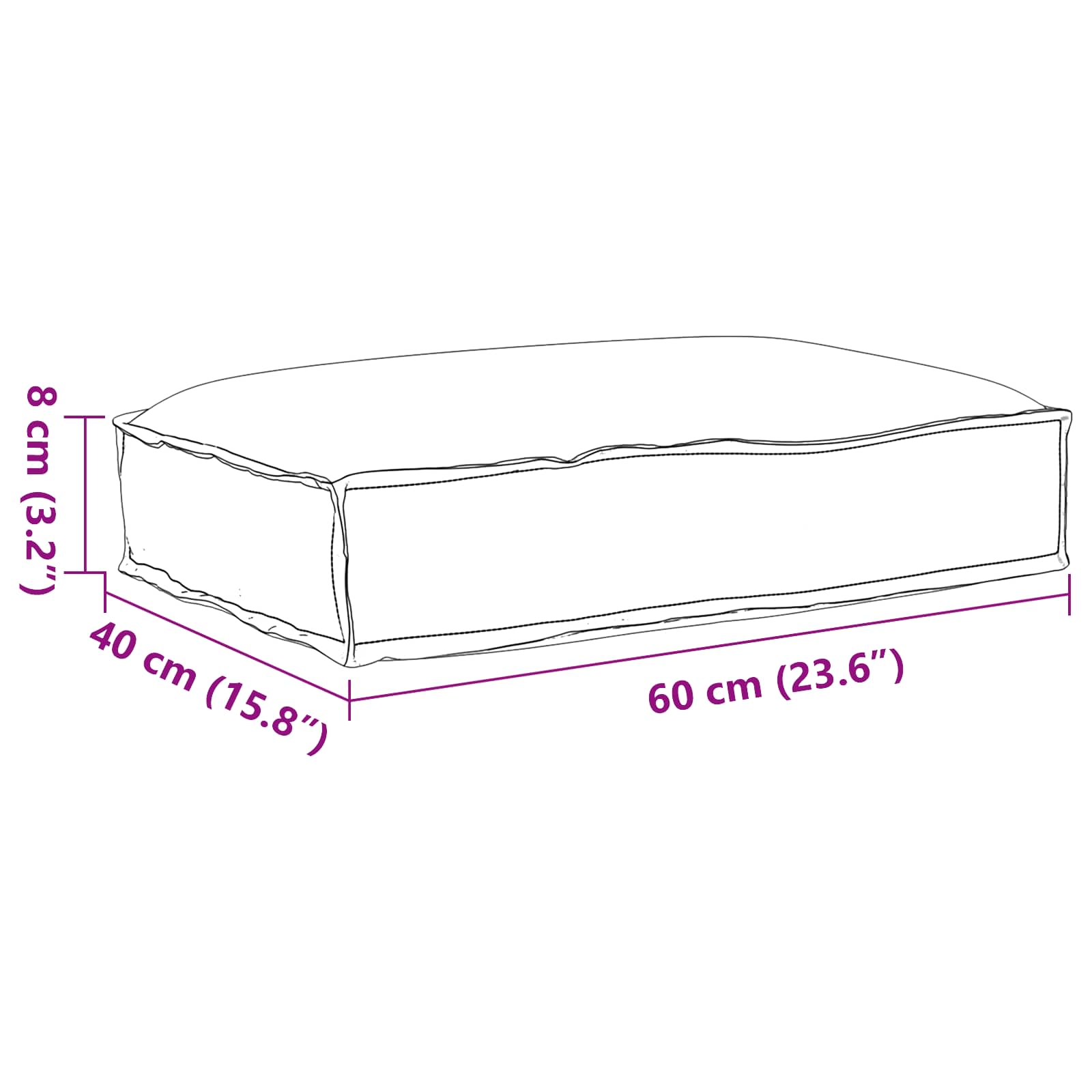 vidaXL Kissen Schwarz 60 x 40 x 8 cm Oxford-Stoff