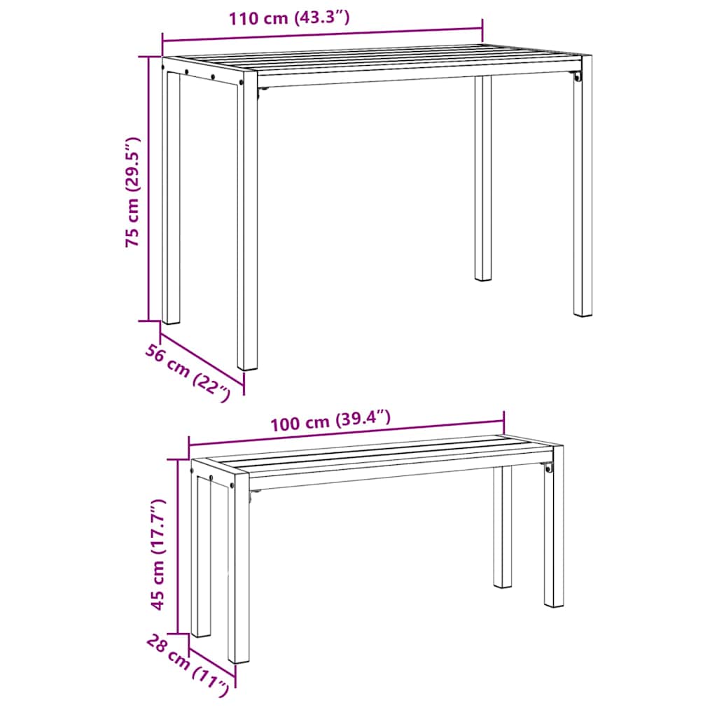 vidaXL Garten Essgruppe mit Kissen 3 pcs Anthrazit Stahl