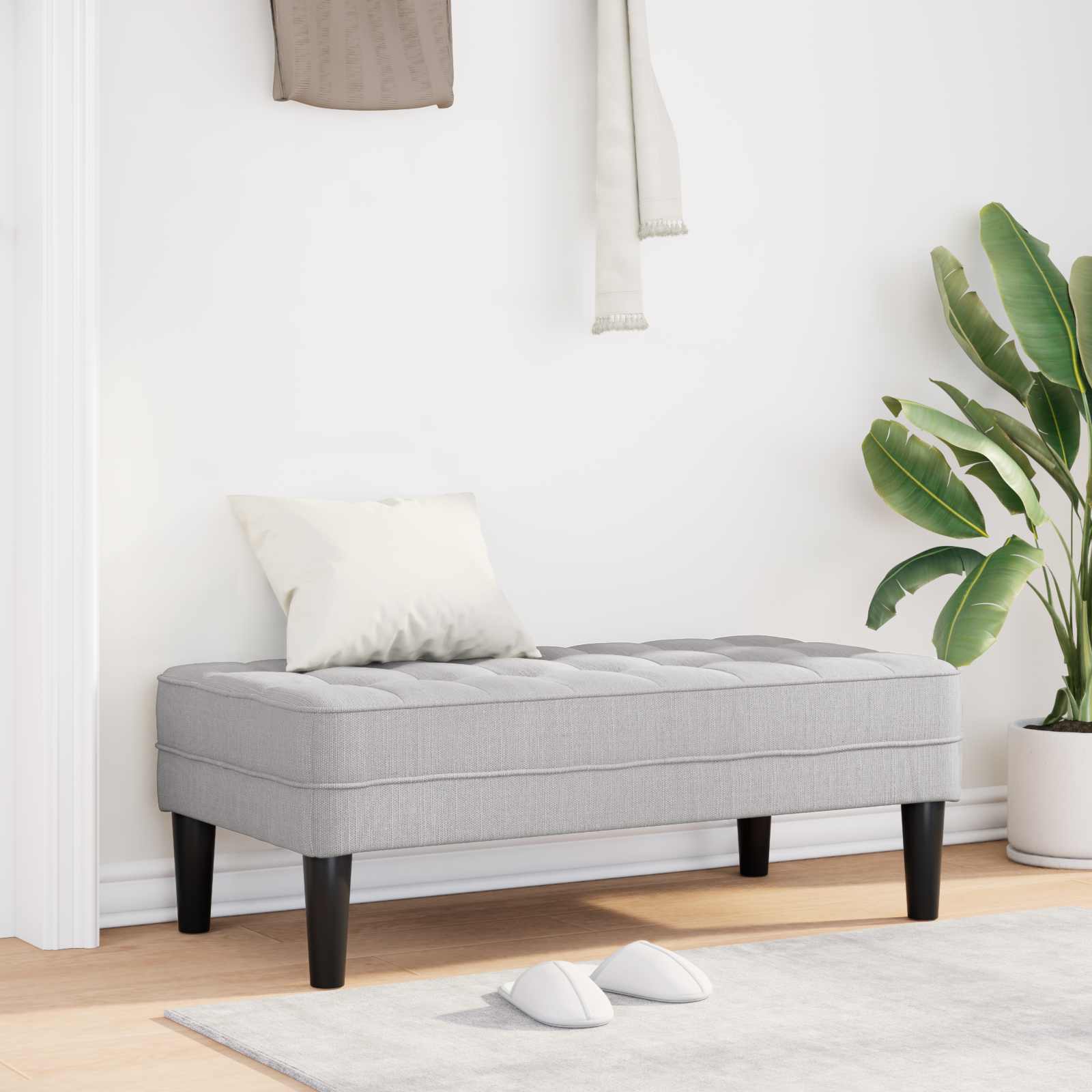 vidaXL Bank mit Kissen Hellgrau 113 x 57 x 39 cm Stoff