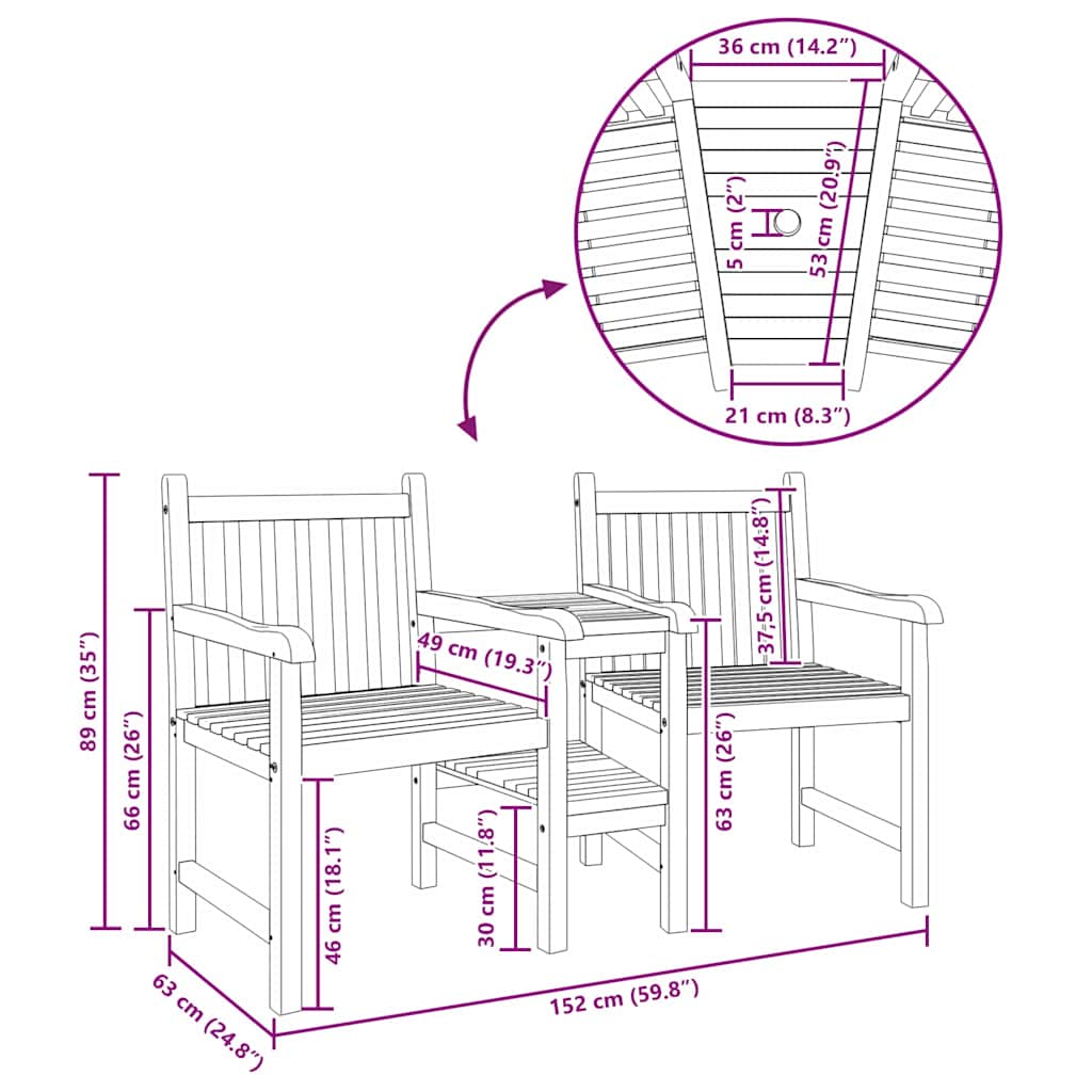 vidaXL Stuhl Braun 152 x 63 x 89 cm Massivholz Teak