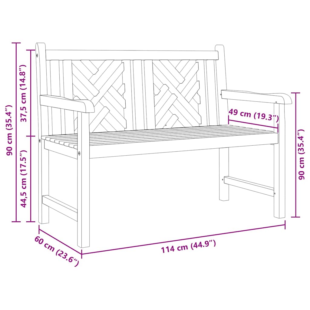 vidaXL Bank Braun 114 x 60 x 90 cm Massivholz Teak