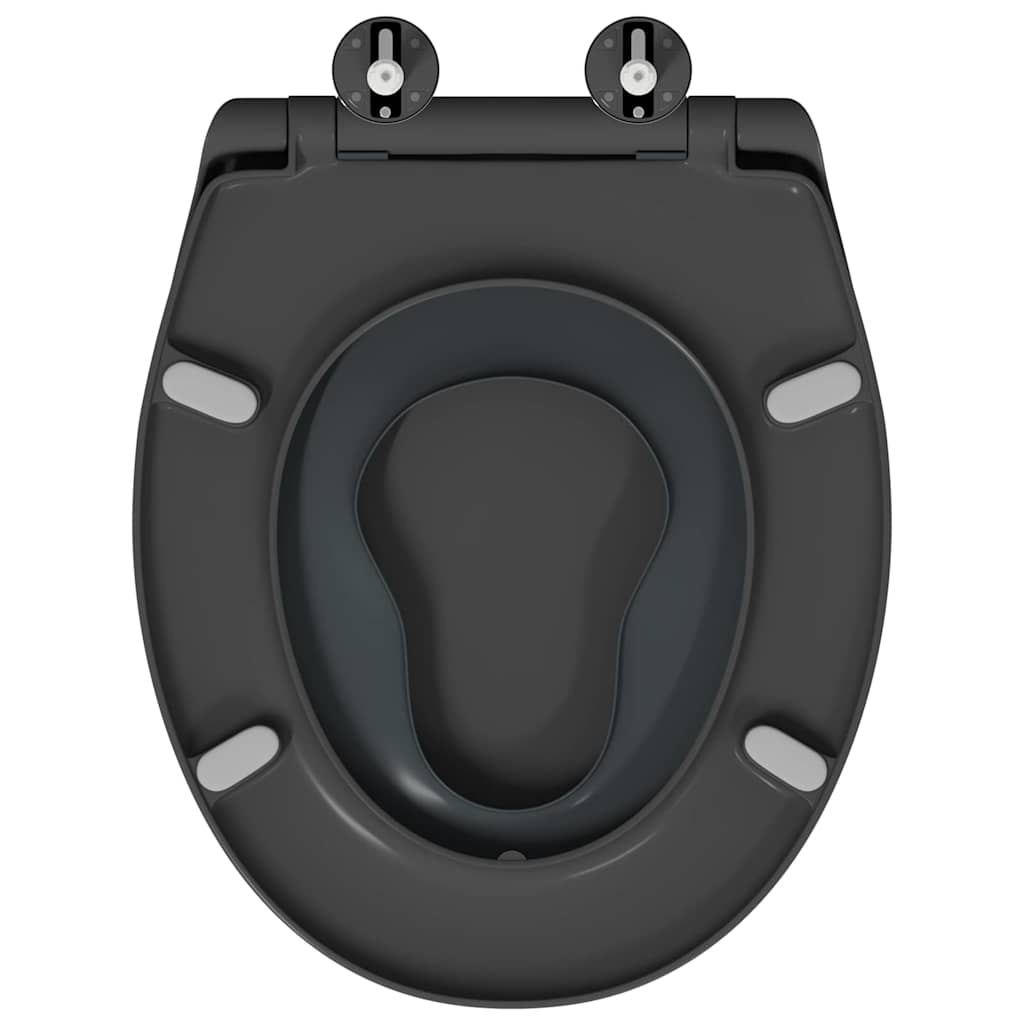 vidaXL Toilettensitz Anthrazit 44,5 x 37,3 x 4,3 cm Duroplast