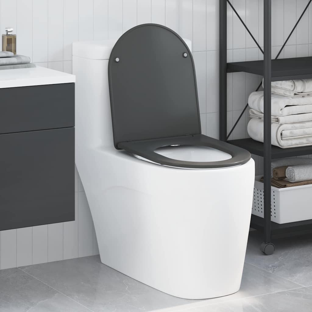 vidaXL Toilettensitz Anthrazit 44 x 36,4 x 3,4 cm Duroplast